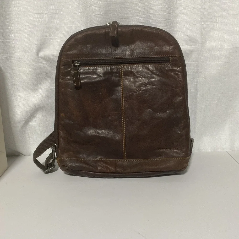 Jack Georges Brown Genuine Leather Voyager Convertible Backpack Bag Unisex